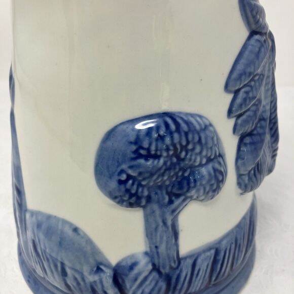 Vintage Old Sleepy Eye Native American Pottery White Blue Ceramic Pitcher - Picture 9 of 14